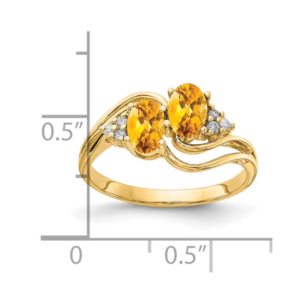 14k 6x4mm Oval Citrine AA Diamond ring (Y4617CI/AA)