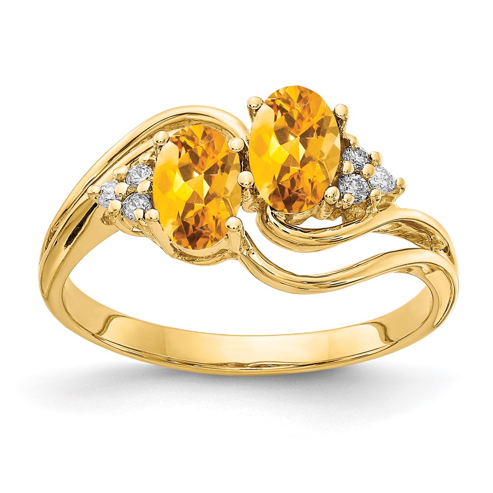 14k 6x4mm Oval Citrine AA Diamond ring (Y4617CI/AA)