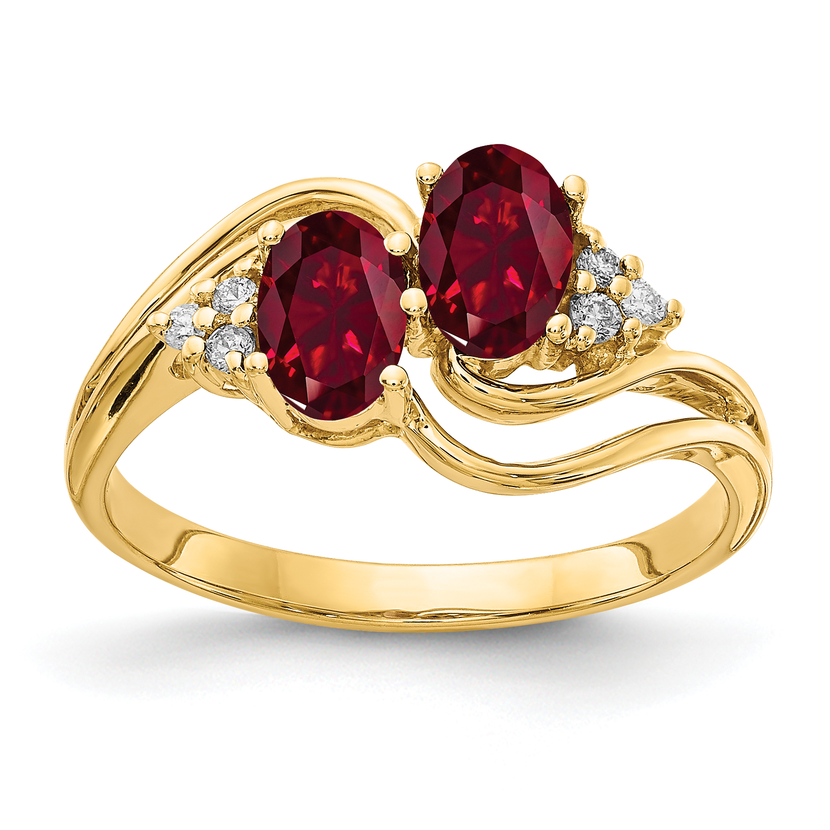 14k 6x4mm Oval Created Ruby AA Diamond ring (Y4617CR/AA)