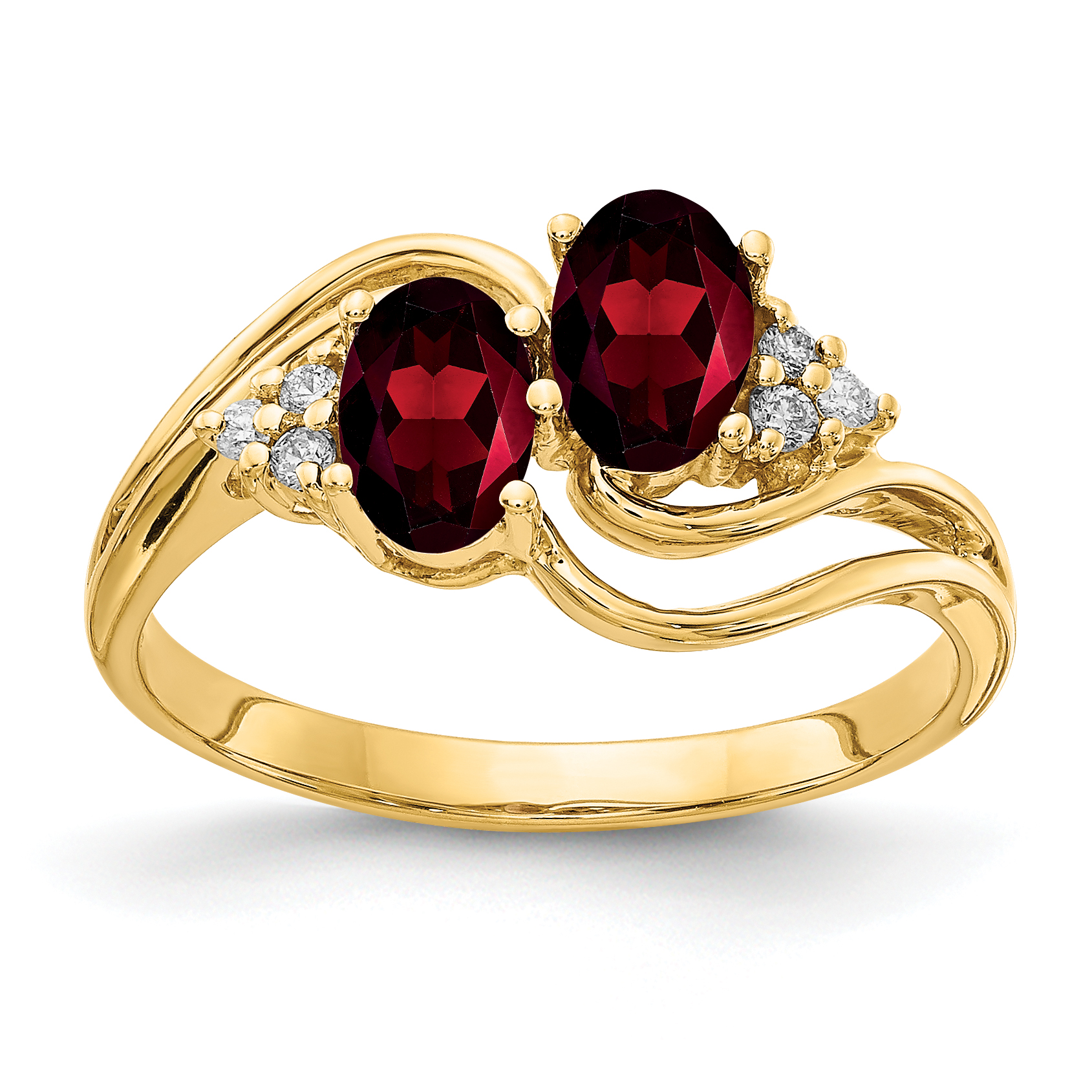 14k 6x4mm Oval Garnet AA Diamond ring (Y4617GA/AA)
