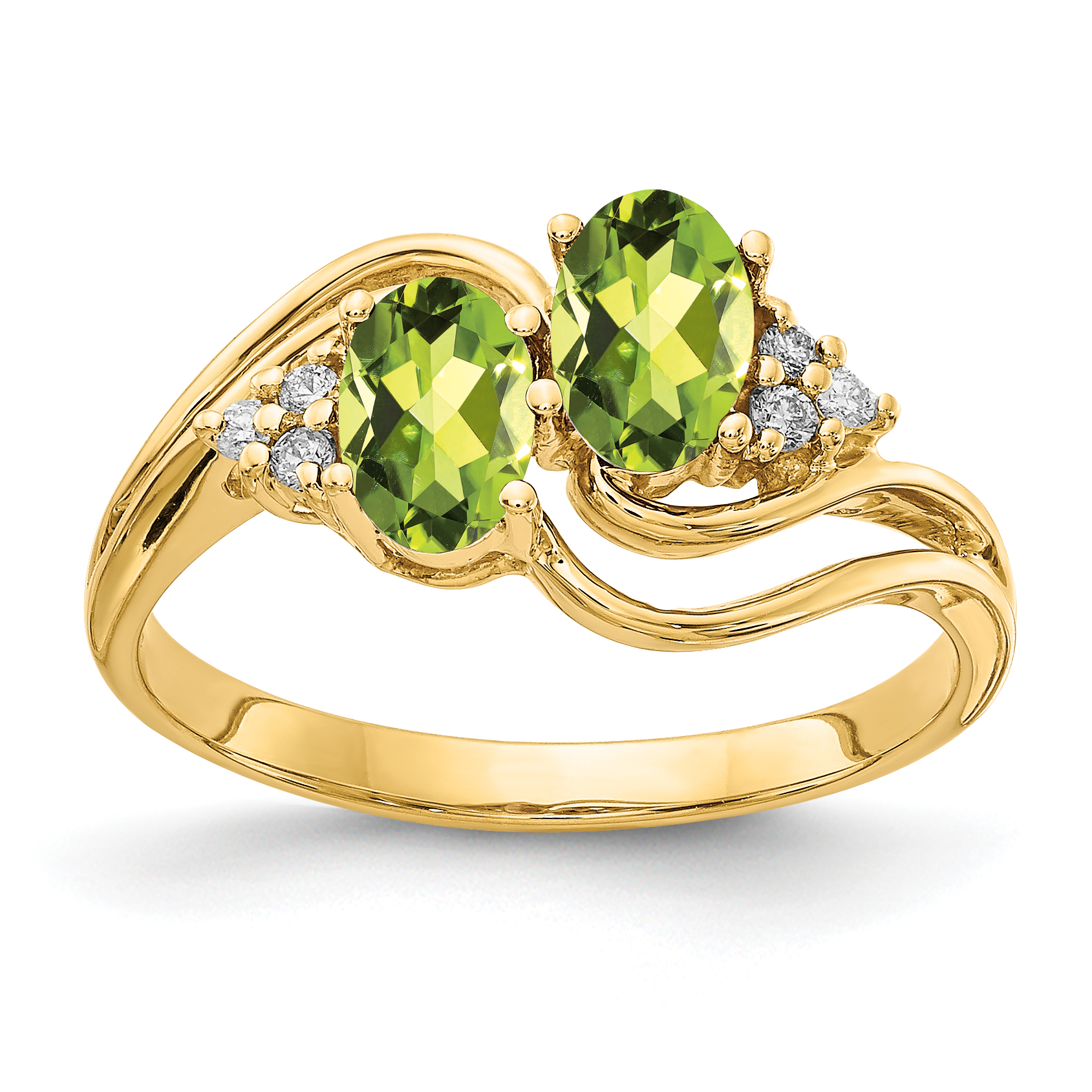 14k 6x4mm Oval Peridot AA Diamond ring (Y4617PE/AA)