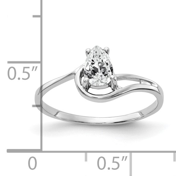 14k White Gold 6x4mm Pear Cubic Zirconia ring