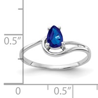 14K White Gold 6x 4mm Pear Blue Sapphire Ring view 2