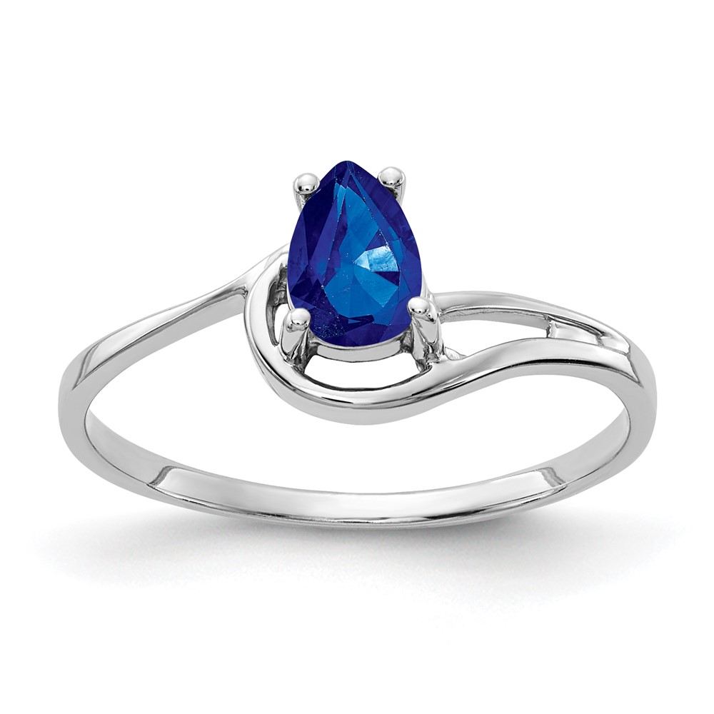 14k White Gold 6x4mm Pear Sapphire ring (Y4627S)