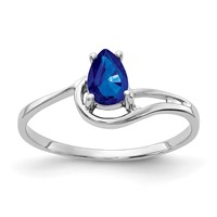 14K White Gold 6x 4mm Pear Blue Sapphire Ring view 1