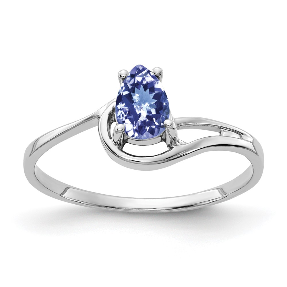 14K White Gold 6x4mm Pear Tanzanite Ring