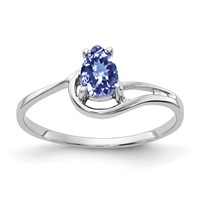 14K White Gold 6x4mm Pear Tanzanite Ring view 1