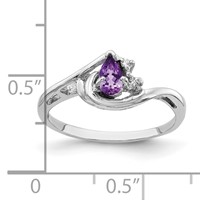14K White Gold 5x3mm Pear Amethyst and a Diamond Ring view 2