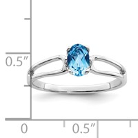 14K White Gold 6x4mm Oval Blue Topaz Ring view 3