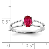 14K White Gold 6x4mm Oval Ruby Ring view 2