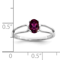 14K White Gold 6x 4mm Oval Rhodolite Garnet Ring view 2