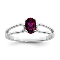 14K White Gold 6x 4mm Oval Rhodolite Garnet Ring view 1