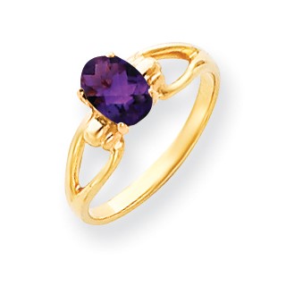 14k 7x5mm Oval Amethyst Checker ring