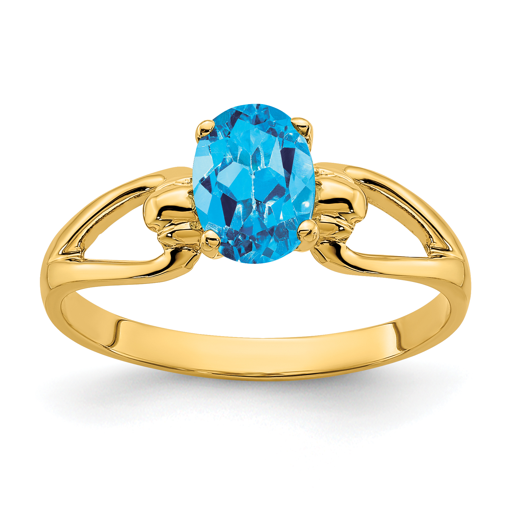 14k 7x5mm Oval Blue Topaz ring (Y4641BT)