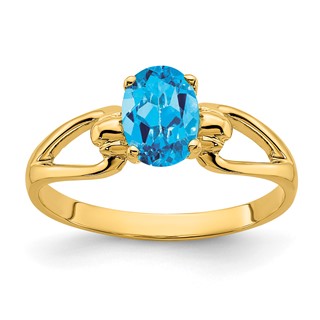 14k 7x5mm Oval Blue Topaz Ring