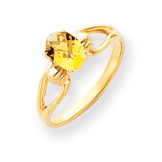 14k 7x5mm Oval Citrine Checker ring