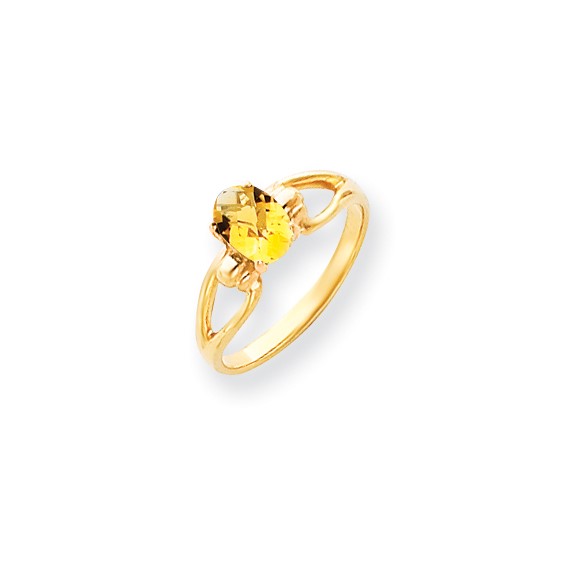 14k 7x5mm Oval Citrine Checker ring