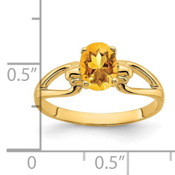 14k 7x5mm Oval Citrine ring