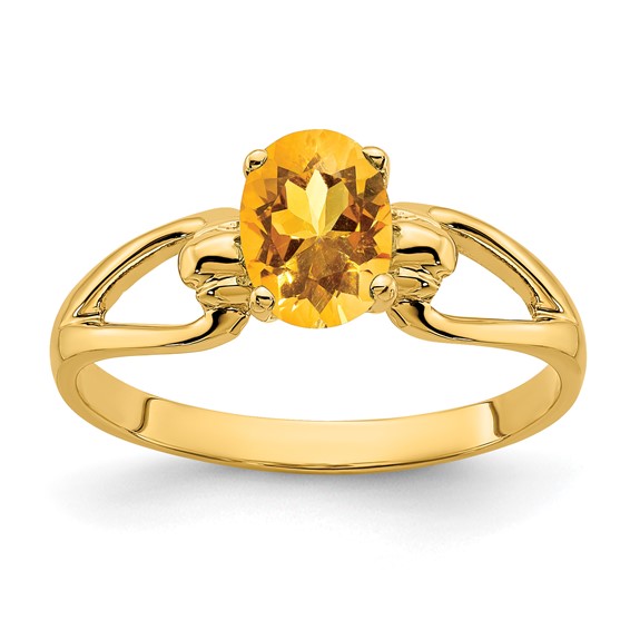 14k 7x5mm Oval Citrine ring