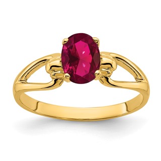 14k 7x5mm Oval Created Ruby ring