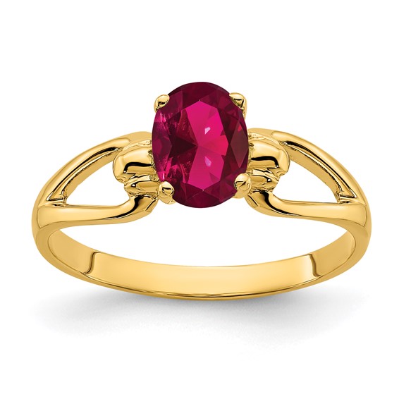 14k 7x5mm Oval Created Ruby ring