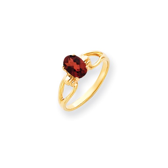 14k 7x5mm Oval Garnet Checker ring
