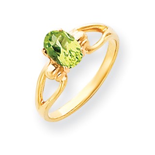 14k 7x5mm Oval Peridot Checker ring