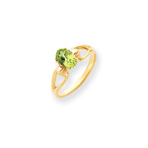 14k 7x5mm Oval Peridot Checker ring