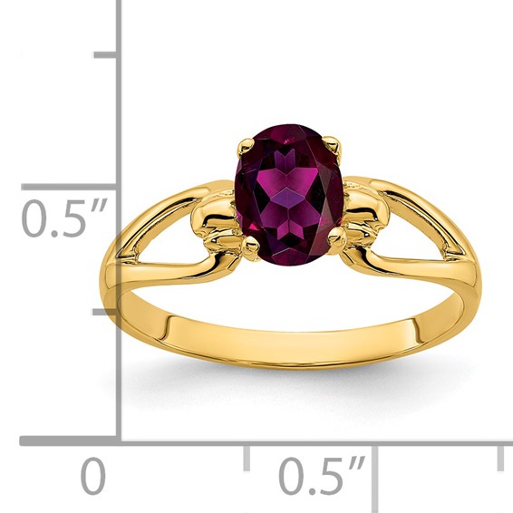 14k 7x5mm Oval Rhodolite Garnet ring