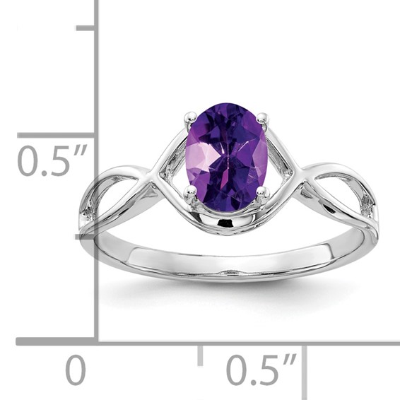 14k White Gold 7x5mm Oval Amethyst Ring