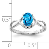 14K White Gold 7x5mm Oval Blue Topaz Ring view 2