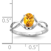 14K White Gold 7x 5mm Oval Citrine Ring view 2