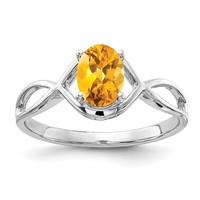 14K White Gold 7x 5mm Oval Citrine Ring view 1
