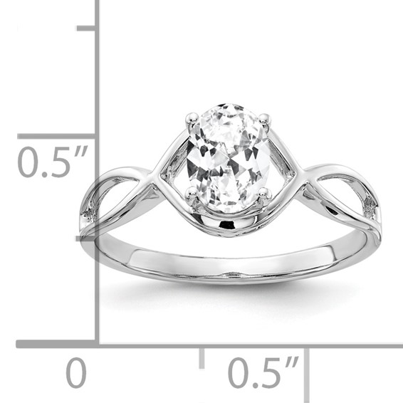 14k White Gold 7x5mm Oval Cubic Zirconia Ring