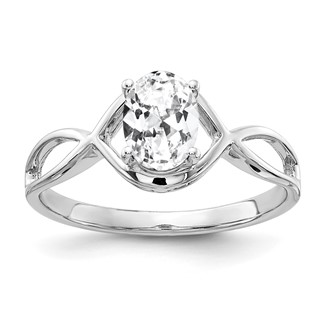14k White Gold 7x5mm Oval Cubic Zirconia Ring