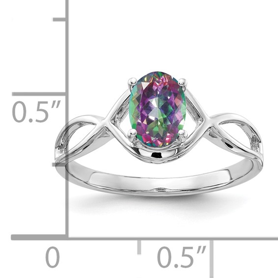 14k White Gold 7x5mm Oval Mystic Fire Topaz Ring