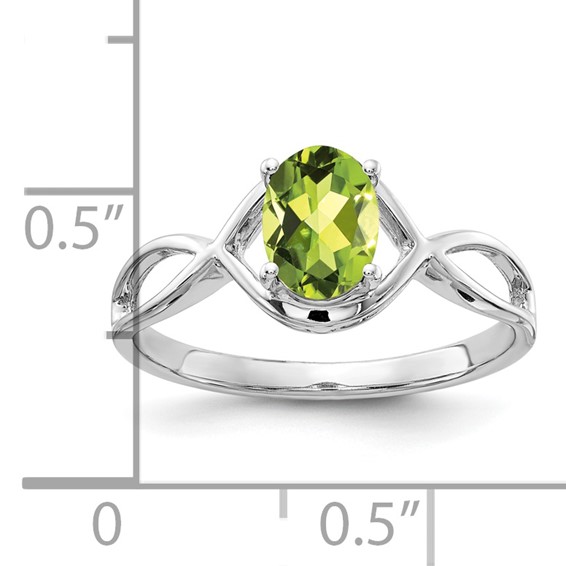14k White Gold 7x5mm Oval Peridot Ring