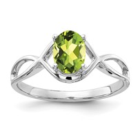 14K White Gold 7x5mm Oval Peridot Ring view 1