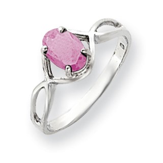 14k White Gold 7x5mm Oval Pink Tourmaline ring