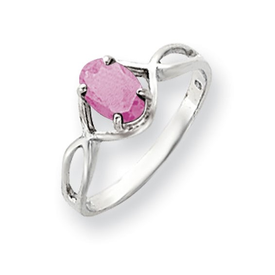 14k White Gold 7x5mm Oval Pink Tourmaline ring