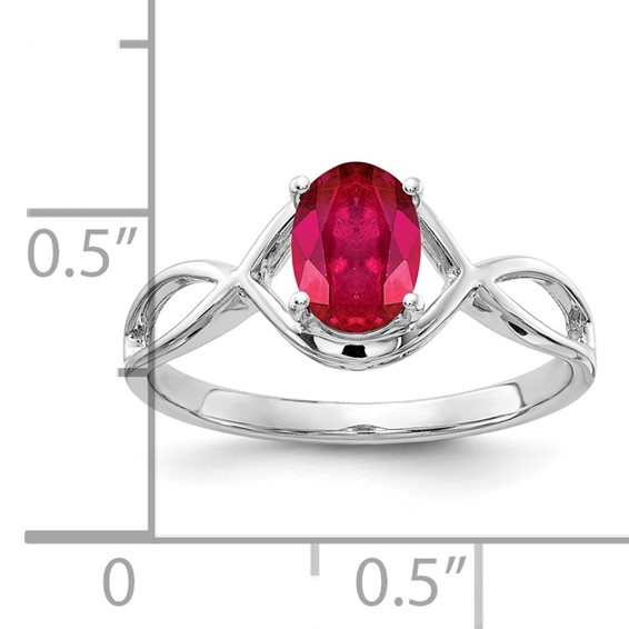 14k White Gold 7x5mm Oval Ruby Ring