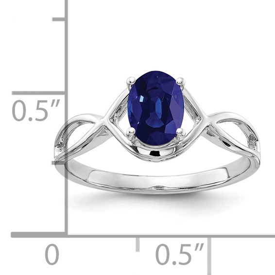 14k White Gold 7x5mm Oval Sapphire Ring