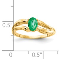 14K Yellow Gold 6x 4mm Oval Emerald Ring view 2