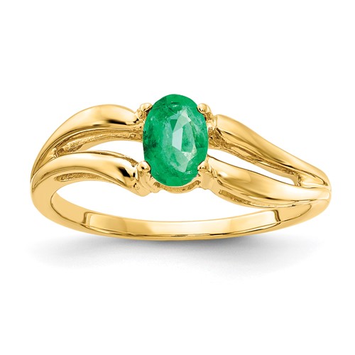 14K Yellow Gold 6x 4mm Oval Emerald Ring