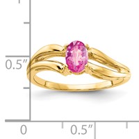 14K Yellow Gold 6x4mm Oval Pink Sapphire Ring view 2