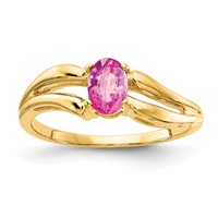 14K Yellow Gold 6x4mm Oval Pink Sapphire Ring view 1