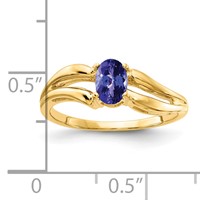 14K Yellow Gold 6x4mm Oval Tanzanite Ring view 2