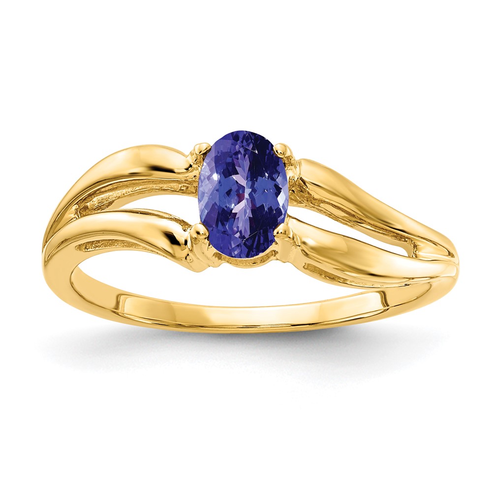 14K Yellow Gold 6x4mm Oval Tanzanite Ring