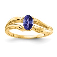 14K Yellow Gold 6x4mm Oval Tanzanite Ring view 1