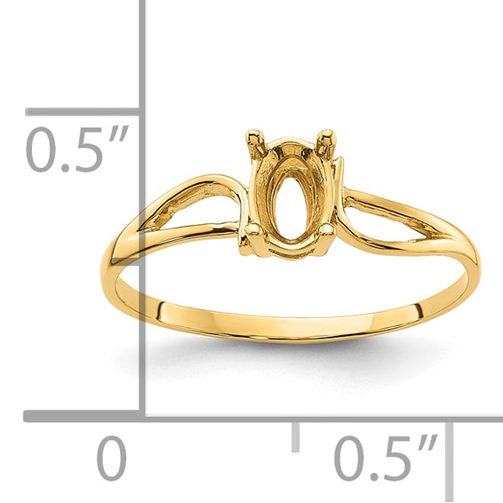 14k Holds 6x4mm Oval Gemstone Ring Mounting